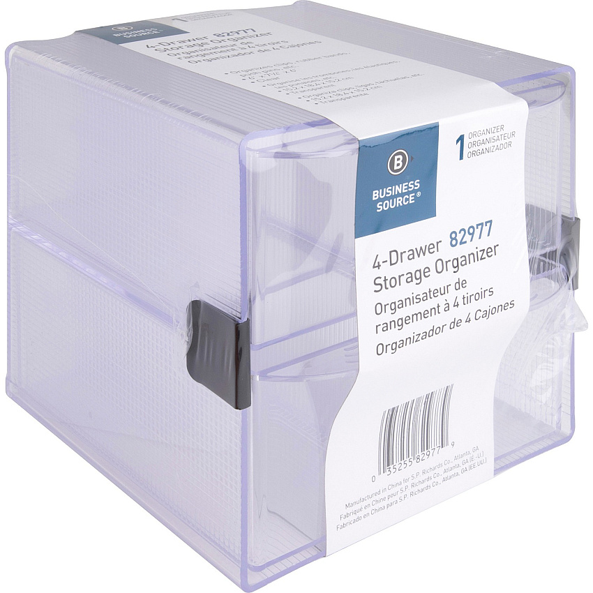 Business Source 4-drawer Storage Organizer 4 Drawer(s) - 6" Height x 7.25" Width x 6" Depth - Desktop - Clear - 1 Each (BSN82977)