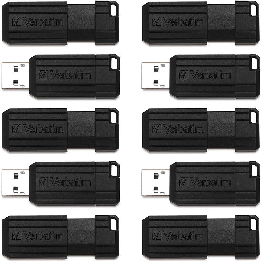 Microban 32GB PinStripe USB Flash Drive - Business 10pk - Black 32 GB - USB 2.0 Type A - Black - Lifetime Warranty - 10 / Pack (70062)