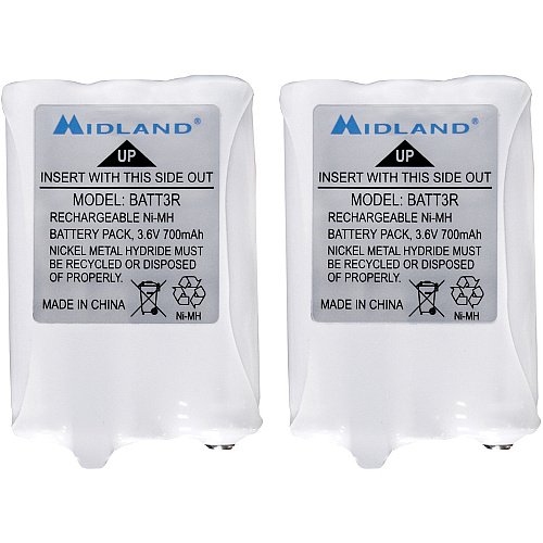 Midland Rechargeable Battery Pack For Radio - Battery Rechargeable - 700 mAh - 3.6 V DC - 2 / Pair (AVP14)