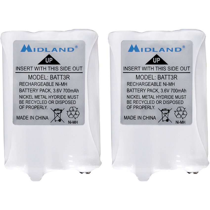 Midland Rechargeable Battery Pack For Radio - Battery Rechargeable - 700 mAh - 3.6 V DC - 2 / Pair (AVP14)