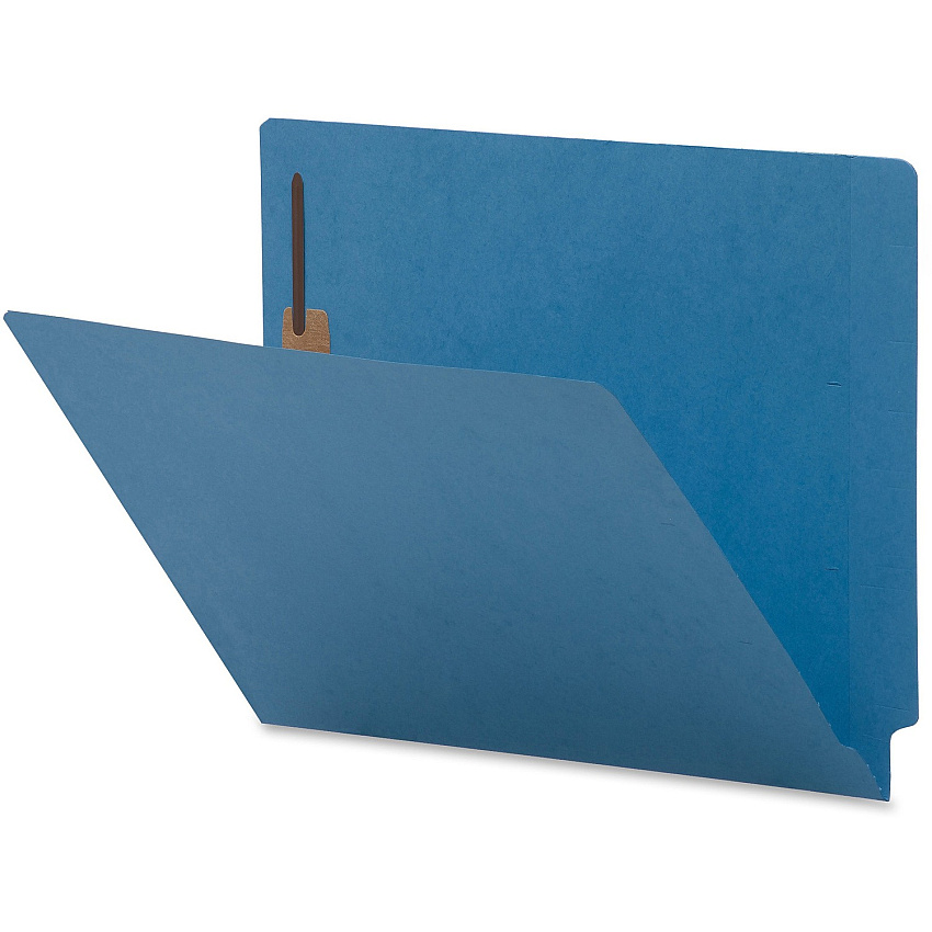 Business Source Letter Recycled Fastener Folder 8 1/2" x 11" - 2 Fastener(s) - End Tab Location - Blue - 10% Recycled - 50 / Box (BSN17242)