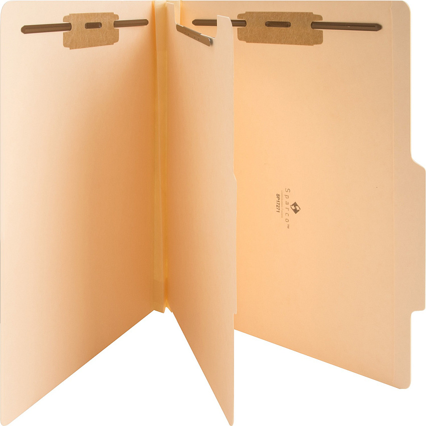 Business Source Letter Recycled Classification Folder 8 1/2" x 11" - 2" Expansion - 2" Fastener Capacity - End Tab Location - 1 Divider(s) - 18 pt. - 10% Recycled - 10 / Box (BSN17271)