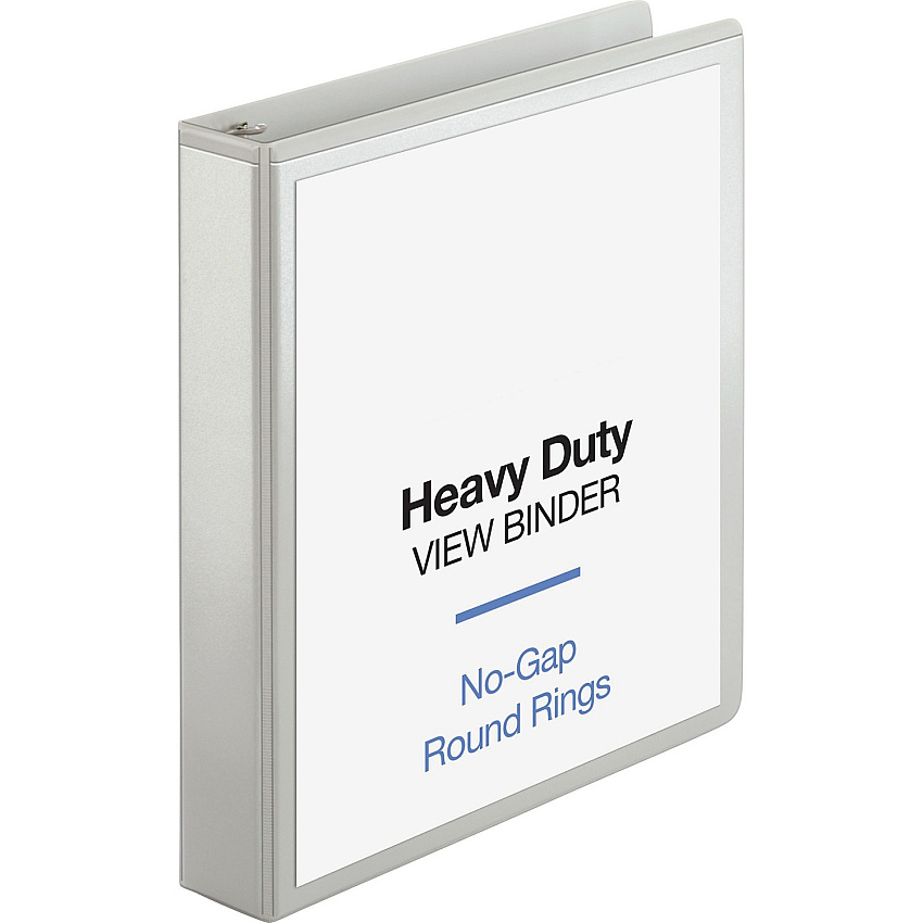 Business Source Round-ring View Binder 1 1/2" Binder Capacity - Letter - 8 1/2" x 11" Sheet Size - 350 Sheet Capacity - Fastener(s): Round Ring - Pocket(s): 2, Internal - Polypropylene, Chipboard, Board - White - Wrinkle-free, Non-glare, Transf (BSN19651)