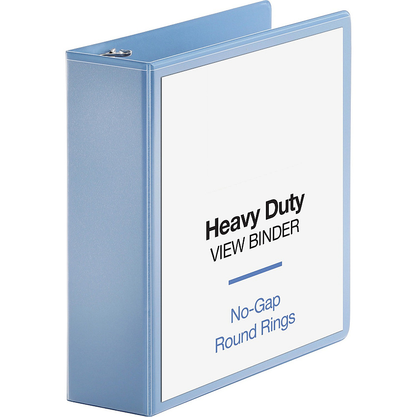 Business Source Round-ring View Binder 3" Binder Capacity - Letter - 8 1/2" x 11" Sheet Size - 625 Sheet Capacity - Fastener(s): Round Ring - Pocket(s): 2, Internal - Polypropylene, Chipboard, Board - Light Blue - Wrinkle-free, Non-glare, Trans (BSN19752)
