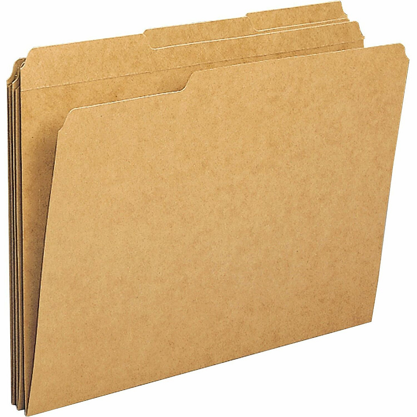 Business Source 1/3 Tab Cut Letter Recycled Classification Folder 8 1/2" x 11" - Top Tab Location - Assorted Tab Position - 11 pt. - 10% Recycled - 100 / Box (BSN20890)
