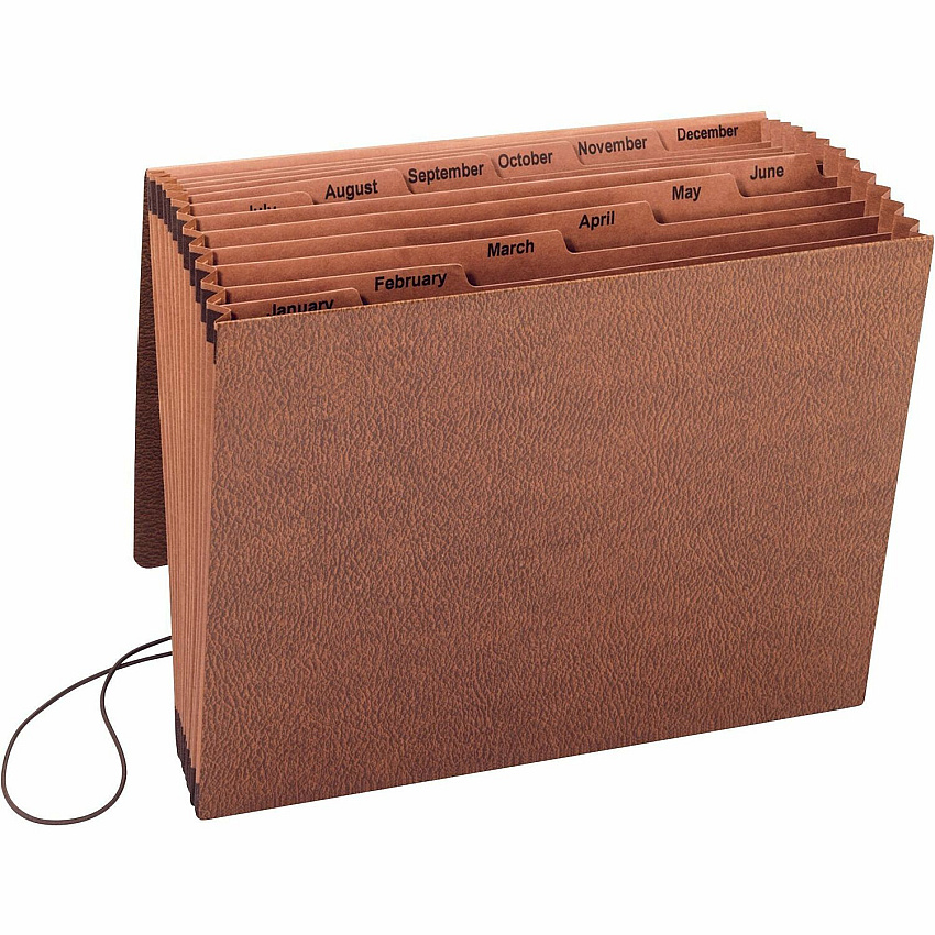 Business Source Letter Recycled Expanding File 8 1/2" x 11" - 12 Pocket(s) - Brown - 30% Recycled - 1 Each (BSN23682)