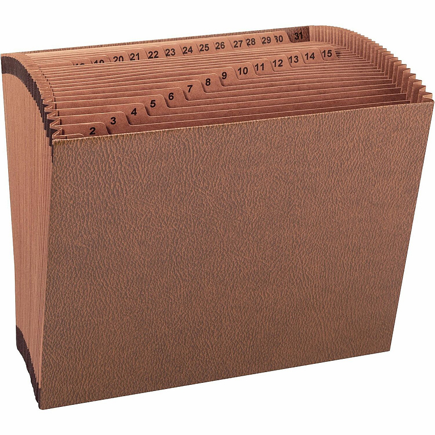 Business Source Letter Recycled Expanding File 8 1/2" x 11" - 31 Pocket(s) - Brown - 30% Recycled - 1 Each (BSN26535)
