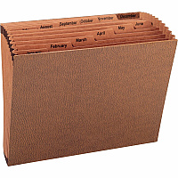 Business Source Letter Recycled Expanding File 8 1/2" x 11" - 12 Pocket(s) - Brown - 30% Recycled - 1 Each (BSN26536)