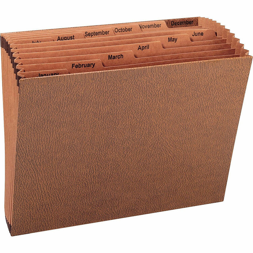 Business Source Letter Recycled Expanding File 8 1/2" x 11" - 12 Pocket(s) - Brown - 30% Recycled - 1 Each (BSN26536)