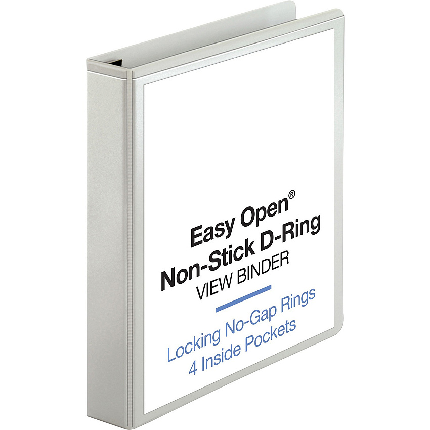 Business Source Locking D-Ring View Binder 1 1/2" Binder Capacity - Letter - 8 1/2" x 11" Sheet Size - 325 Sheet Capacity - Fastener(s): D-Ring - Pocket(s): 4, Inside Front & Back - Polypropylene, Chipboard - White - Recycled - Acid-free, Non-g (BSN26957)