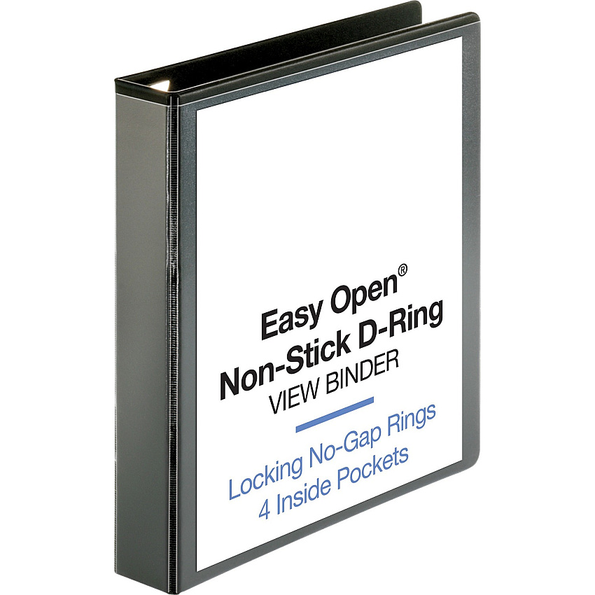 Business Source Locking D-Ring View Binder 1 1/2" Binder Capacity - Letter - 8 1/2" x 11" Sheet Size - 325 Sheet Capacity - Fastener(s): D-Ring - Pocket(s): 4, Inside Front & Back - Polypropylene, Chipboard - Black - Recycled - Acid-free, Non-g (BSN26958)