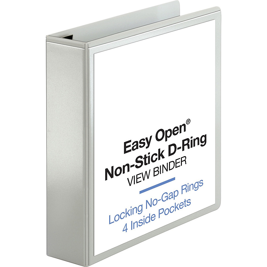Business Source Locking D-Ring View Binder 2" Binder Capacity - Letter - 8 1/2" x 11" Sheet Size - 500 Sheet Capacity - Fastener(s): D-Ring - Pocket(s): 4, Inside Front & Back - Polypropylene, Chipboard - White - Recycled - Acid-free, Non-glare (BSN26959)