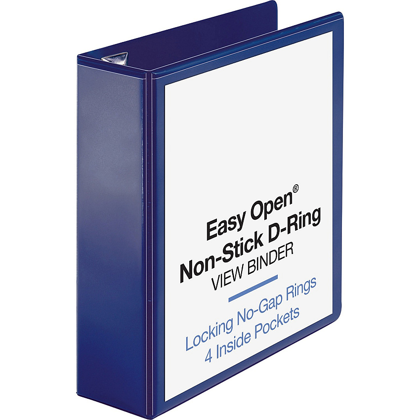 Business Source Navy D-ring Binder 3" Binder Capacity - Letter - 8 1/2" x 11" Sheet Size - Fastener(s): D-Ring - Pocket(s): 4 - Polypropylene - Navy - Clear Overlay, Non-stick, Ink-transfer Resistant, Locking Ring - 1 Each (BSN26976)