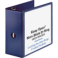 Business Source Navy D-ring Binder 5" Binder Capacity - Letter - 8 1/2" x 11" Sheet Size - Fastener(s): D-Ring - Pocket(s): 4 - Polypropylene - Navy - Clear Overlay, Non-stick, Ink-transfer Resistant, Locking Ring - 1 Each (BSN26978)