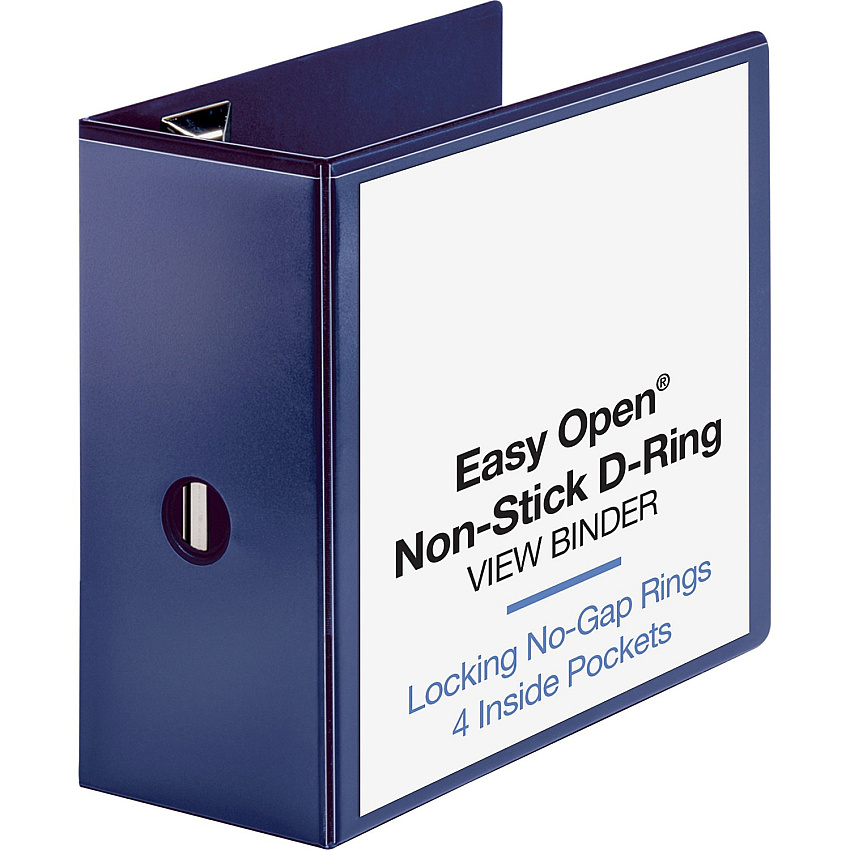 Business Source Navy D-ring Binder 5" Binder Capacity - Letter - 8 1/2" x 11" Sheet Size - Fastener(s): D-Ring - Pocket(s): 4 - Polypropylene - Navy - Clear Overlay, Non-stick, Ink-transfer Resistant, Locking Ring - 1 Each (BSN26978)