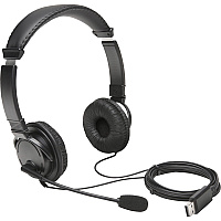 Kensington USB-A Headphones with Mic Stereo - USB Type A - Wired - Over-the-head - Binaural - Supra-aural - 6 ft Cable - Noise Cancelling Microphone (97601)