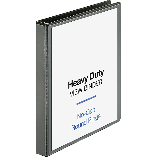 Business Source Heavy-duty View Binder 1" Binder Capacity - Letter - 8 1/2" x 11" Sheet Size - 225 Sheet Capacity - Fastener(s): Round Ring - Pocket(s): 2, Internal - Polypropylene-covered Chipboard - Black - Wrinkle-free, Non-glare, Gap-free R (BSN19600)