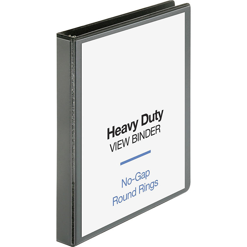 Business Source Heavy-duty View Binder 1" Binder Capacity - Letter - 8 1/2" x 11" Sheet Size - 225 Sheet Capacity - Fastener(s): Round Ring - Pocket(s): 2, Internal - Polypropylene-covered Chipboard - Black - Wrinkle-free, Non-glare, Gap-free R (BSN19600)