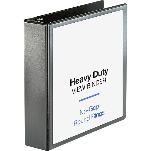 Business Source Heavy-duty View Binder 2" Binder Capacity - Letter - 8 1/2" x 11" Sheet Size - 475 Sheet Capacity - Fastener(s): Round Ring - Pocket(s): 2, Internal - Polypropylene-covered Chipboard - Black - Non-glare, Clear Overlay, Gap-free  (BSN68020)