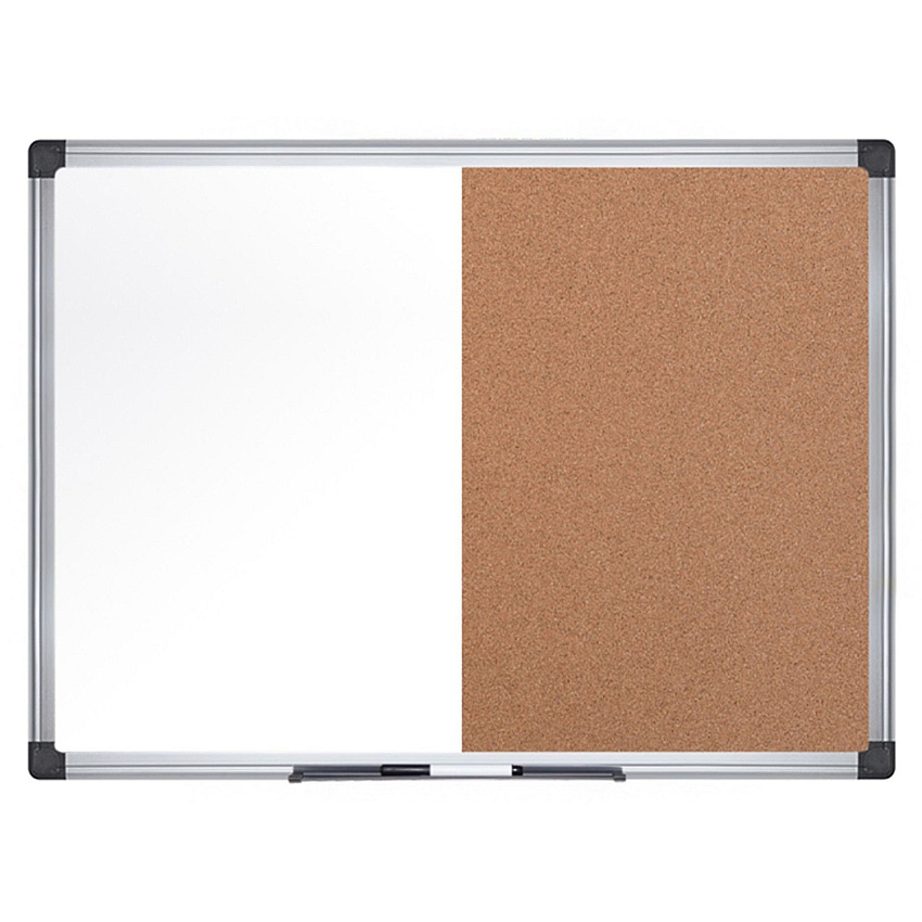 MasterVision Dry-erase Combo Board 0.50" Board Height x 36" Board Width x 48" Board Depth - Natural Cork, Melamine Surface - Self-healing, Resilient, Easy to Clean, Dry Erase Surface, Durable - Silver Aluminum Frame - 1 Each - TAA Compliant (XA0502170)