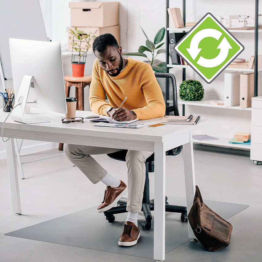 Ecotex Evolutionmat Ecotex&reg; Enhanced Polymer Rectangular Chair Mat with Anti-Slip Backing for Hard Floors - 48" x 60" Hard Floor, Pile Carpet, Home, Office - 60" Length x 48" Width x 0.075" Depth x 0.075" Thickness - Rectangular - Polym (ECO124860AEP)
