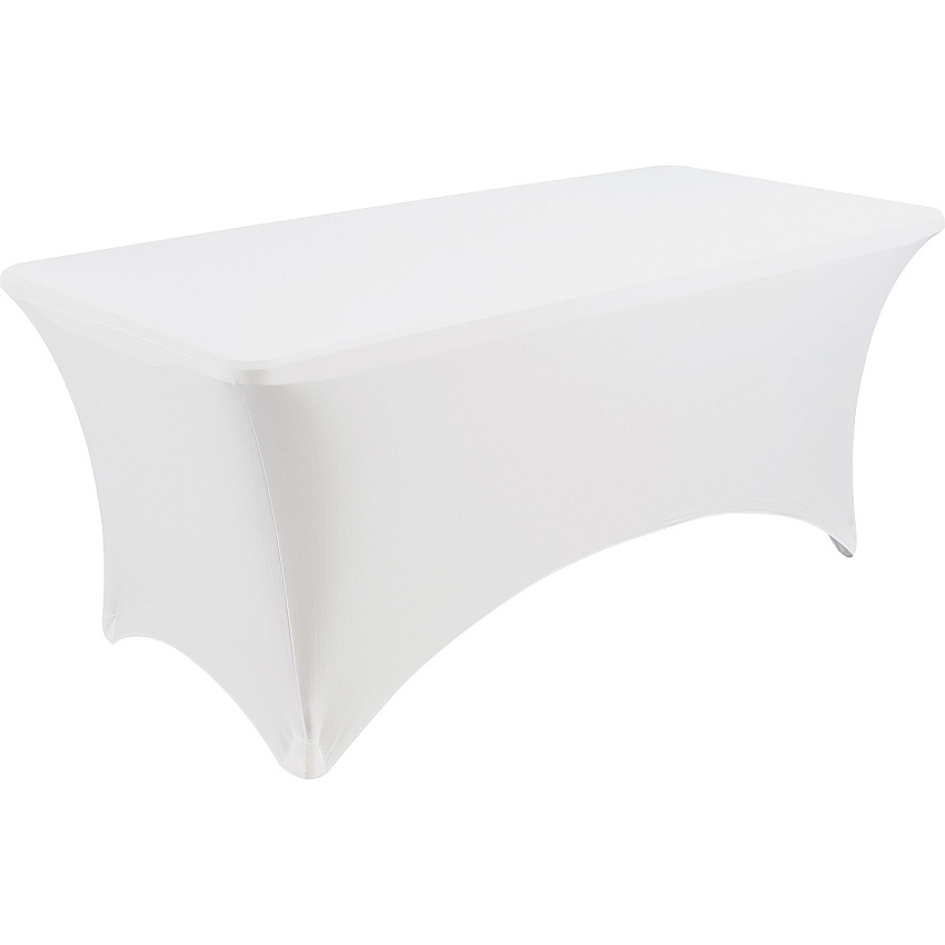 Iceberg Stretch Fabric Table Cover 72" Length x 30" Width - Polyester, Spandex - White - 1 Each (16523)