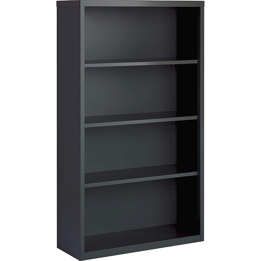 Lorell Fortress Series Bookcase 60" Height x 34.5" Width x 13" Depth - 4 Shelve(s) - Material: Steel - Finish: Charcoal, Powder Coated - Adjustable Shelf, Welded, Durable (LLR59693)
