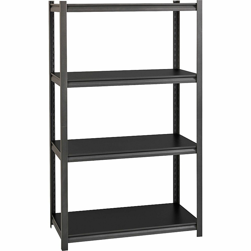 Lorell Iron Horse 3200 lb Capacity Riveted Shelving 4 Shelf(ves) - 60" Height x 36" Width x 18" Depth - 30% Recycled - Black - Steel, Laminate - 1 Each (LLR59700)