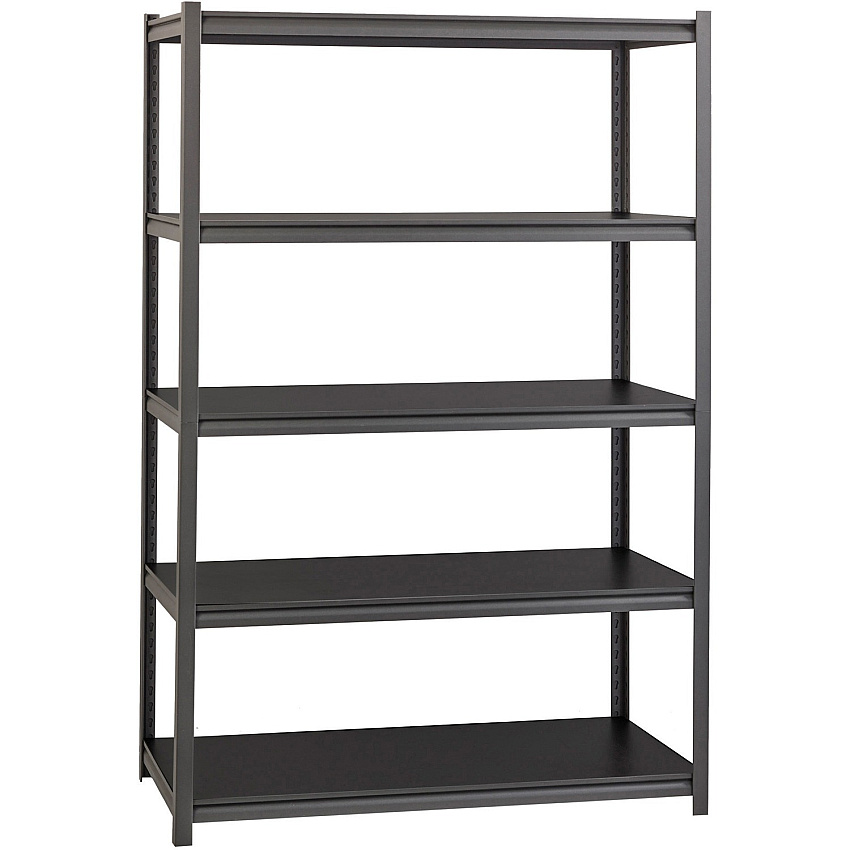 Lorell Iron Horse 3200 lb Capacity Riveted Shelving 5 Shelf(ves) - 72" Height x 48" Width x 18" Depth - 30% Recycled - Black - Steel, Laminate - 1 Each (LLR59702)