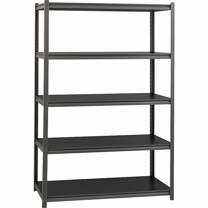 Lorell Iron Horse 3200 lb Capacity Riveted Shelving 5 Shelf(ves) - 72" Height x 48" Width x 24" Depth - 30% Recycled - Black - Steel, Laminate - 1 Each (LLR59703)