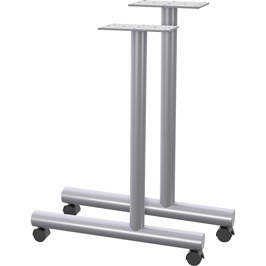 Lorell Training Table C-Leg Table Base with 2" Casters Metallic Silver C-leg Base - 27" Height x 1.50" Width x 22" Depth - 1 Set (LLR61628)