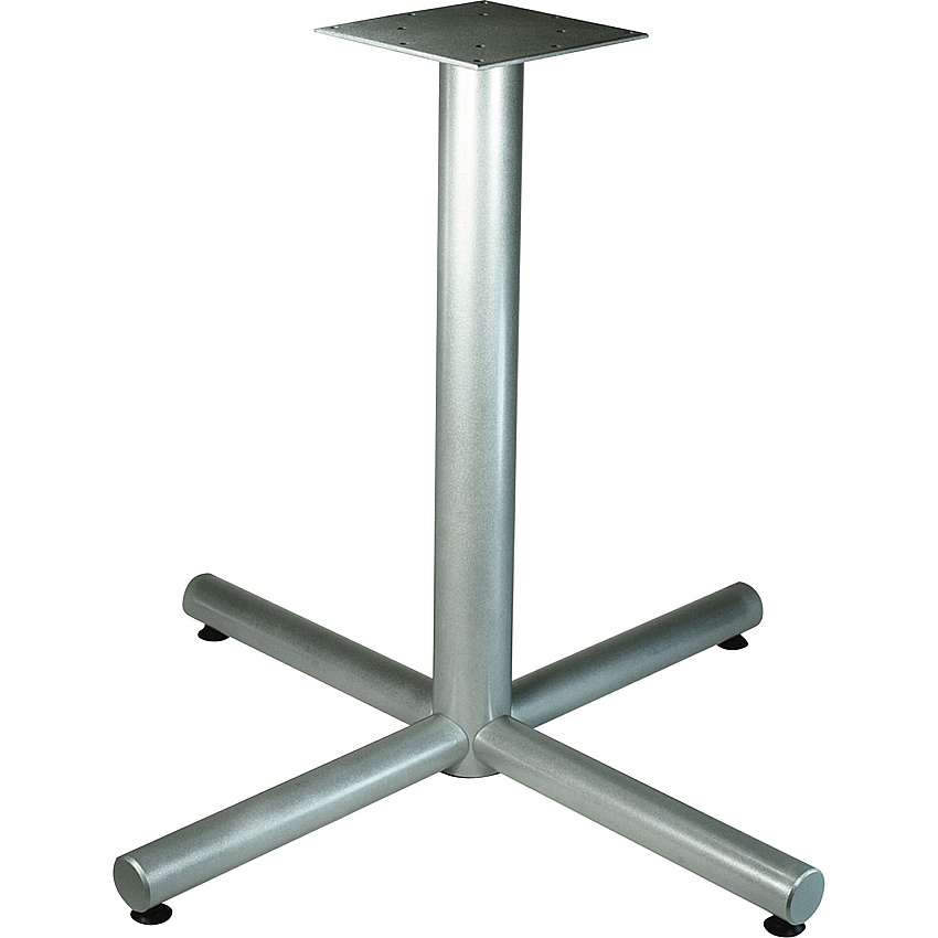Lorell Hospitality Cafe-Height Table X-Leg Base Metallic Silver X-shaped Base - 30" Height x 36" Width x 36" Depth - Assembly Required - 1 Each (LLR61629)