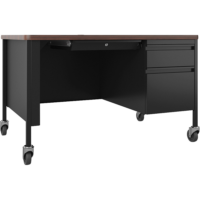 Lorell Fortress Series 48" Mobile Right-Pedestal Teachers Desk 29.5" Height x 48" Width x 30" DepthBox, File Drawer(s) - Single Pedestal on Right Side - T-mold Edge (LLR66943)