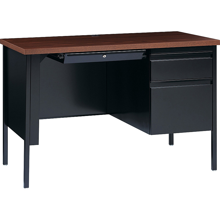 Lorell Fortress Series 45-1/2" Right Single-Pedestal Desk 29.5" Height x 45.5" Width x 24" Depth, x 1.1" Thickness TopBox, File Drawer(s) - Single Pedestal on Right Side - Square Edge (LLR66948)