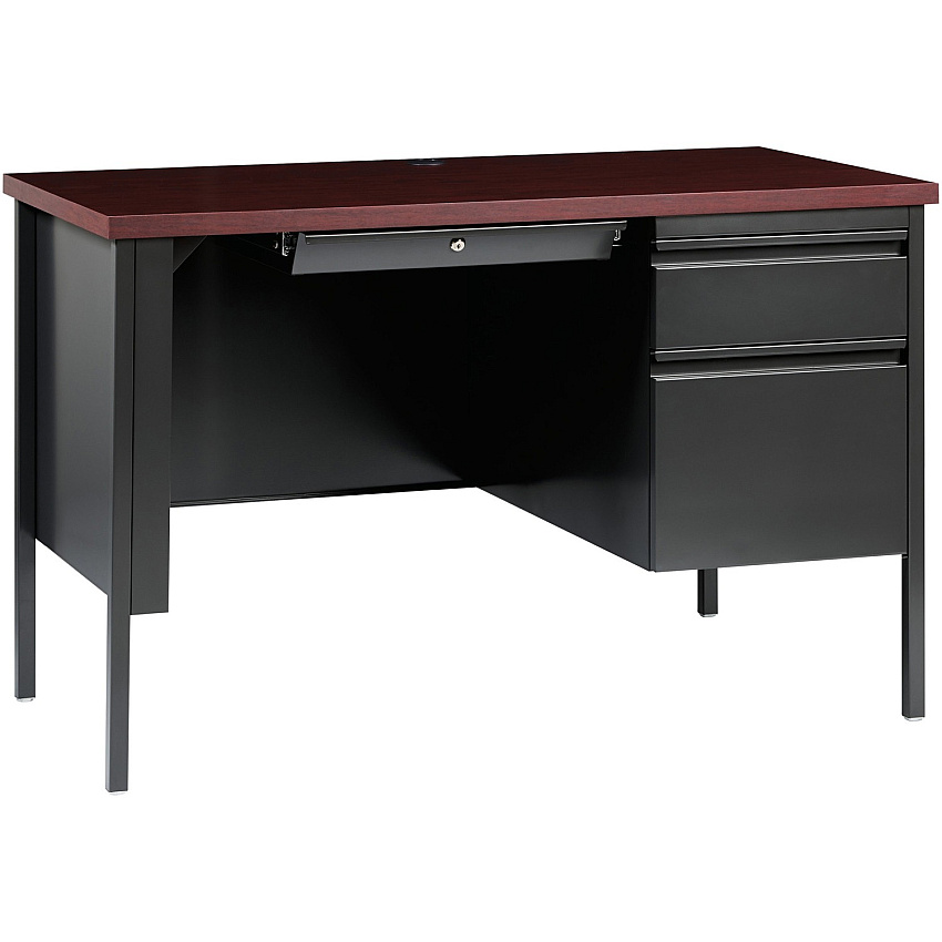 Lorell Fortress Series 45-1/2" Right Single-Pedestal Desk 29.5" Height x 45.5" Width x 24" Depth, x 1.1" Thickness TopBox, File Drawer(s) - Single Pedestal on Right Side - Square Edge (LLR66949)