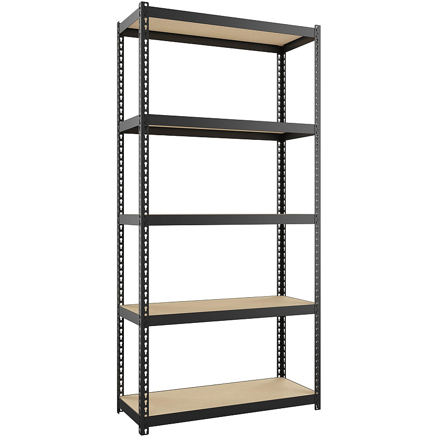 Lorell Narrow Riveted Shelving 5 Shelf(ves) - 60" Height x 30" Width x 12" Depth - 28% Recycled - Black - Steel - 1 Each (LLR66964)