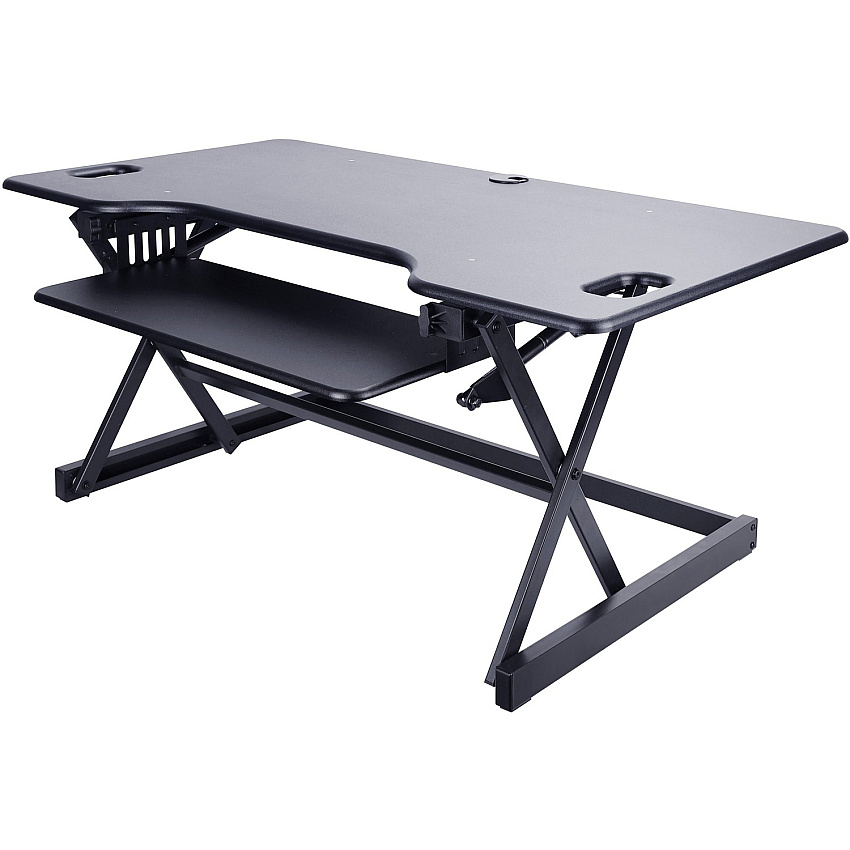 Lorell XL Adjustable Desk/Monitor Riser 45 lb Load Capacity - 20" Height x 46" Width x 24" Depth - Desktop - Black (LLR82013)