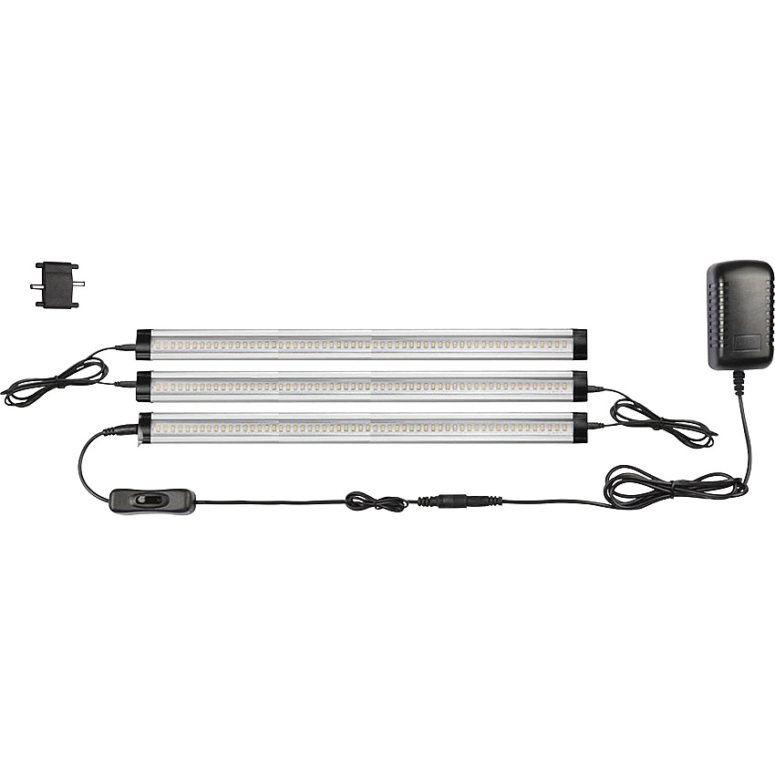 Lorell LED Task Lighting Starter Kit 1" Height x 2" Width - LED Bulb - 1350 lm Lumens - Silver, Black - for Furniture (LLR82020)