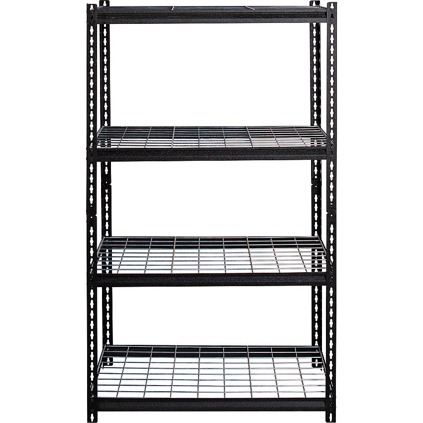 Lorell Wire Deck Shelving 4 Shelf(ves) - 60" Height x 36" Width x 18" Depth - 30% Recycled - Black - Steel - 1 Each (LLR99928)
