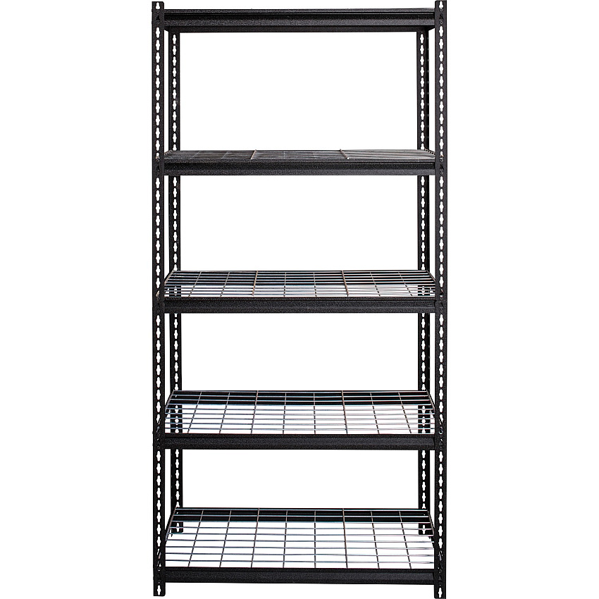 Lorell Wire Deck Shelving 5 Shelf(ves) - 72" Height x 36" Width x 18" Depth - 28% Recycled - Black - Steel - 1 Each (LLR99929)