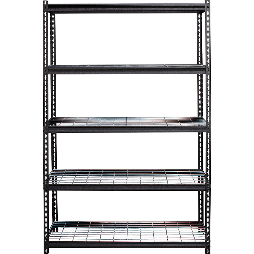 Lorell Wire Deck Shelving 5 Shelf(ves) - 72" Height x 48" Width x 18" Depth - 28% Recycled - Black - Steel - 1 Each (LLR99930)