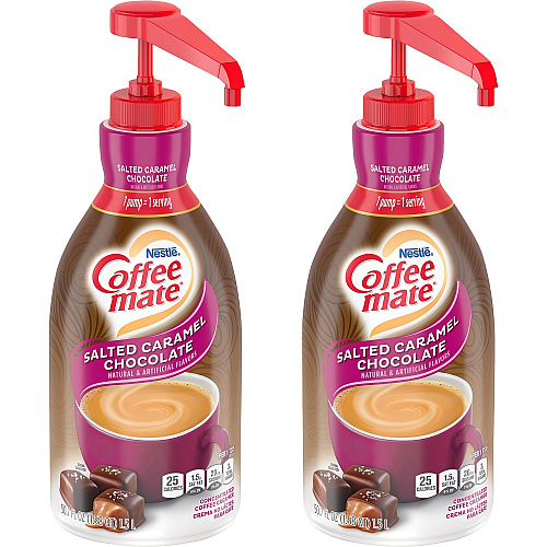 Coffee-mate Coffee mate Salted Caramel Chocolate Liquid Coffee Creamer Pump Bottle Salted Caramel Chocolate Flavor - 50.70 fl oz (1.50 L) - 600 Serving - 2 / Carton (79976CT)