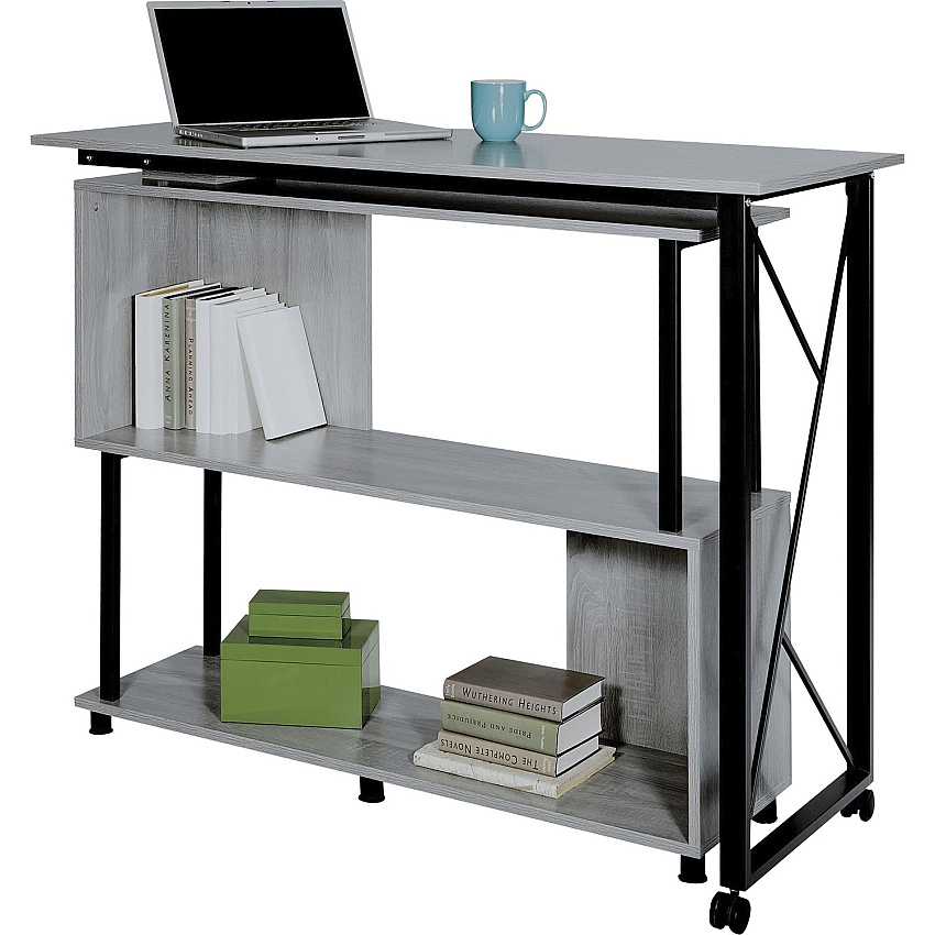 Safco Mood Rotating Worksurface Standing Desk - Box 1 of 2 For - Table TopRectangle Top x 53.25" Table Top Width x 21.75" Table Top Depth - 42.25" Height - Assembly Required - Laminated, Gray - Powder Coated Steel - 1 Each (1904GRKDA)