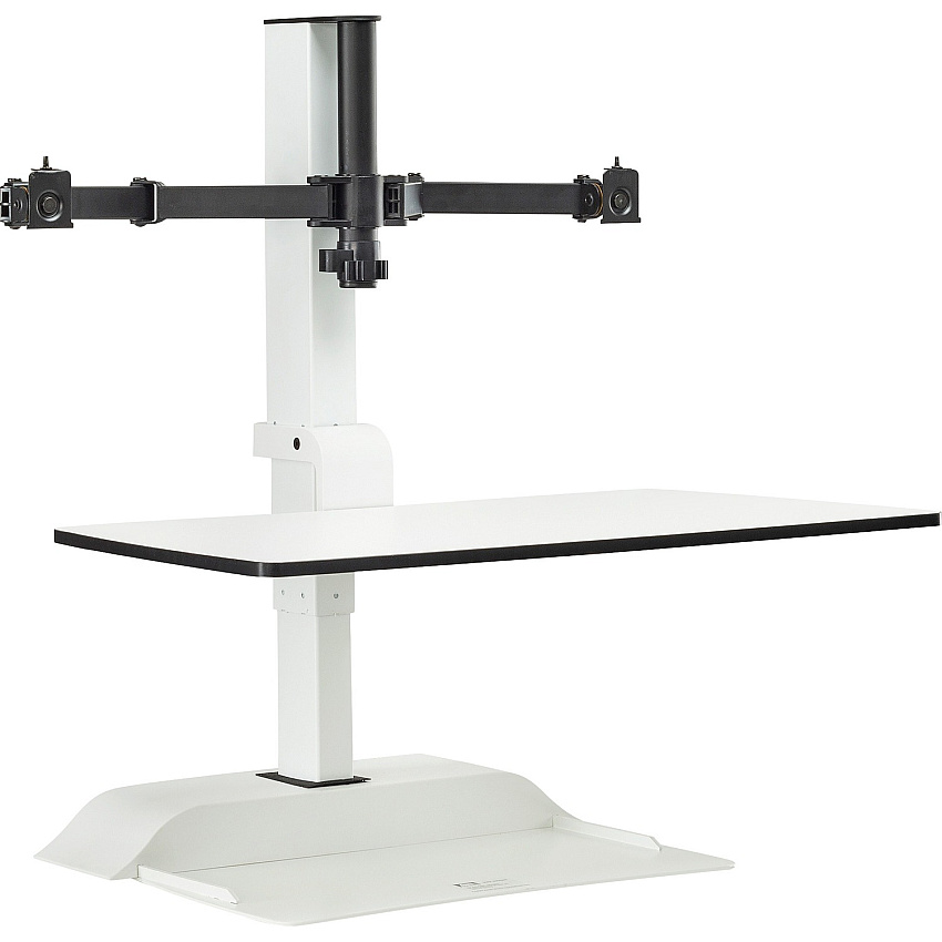 Safco Desktop Sit-Stand Desk Riser Up to 27" Screen Support - 28 lb Load Capacity - 37.18" Height x 27.33" Width x 21.81" Depth - Desktop - Steel - White (2193WH)