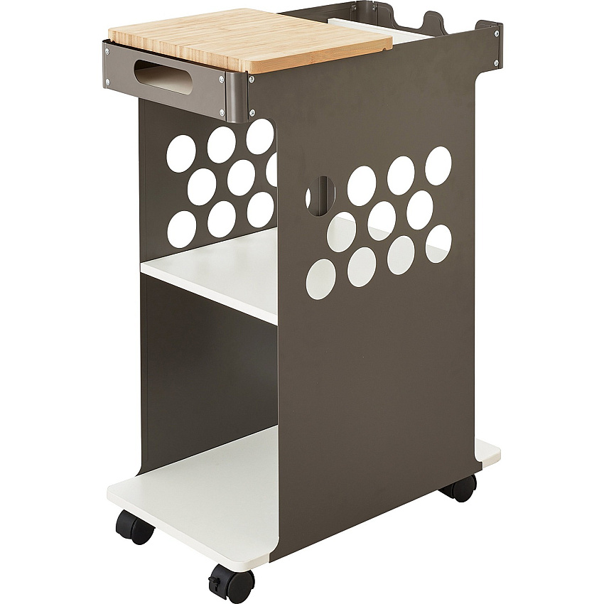 Safco Mini Rolling Storage Cart 2 Shelf - 4 Casters - Bamboo - 14" Width x 24" Depth x 34" Height - White - 1 Each (5209WH)