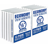 Samsill Economy 0.5 Inch 3 Ring Binder, Made in the USA, Round Ring Binder, Non-Stick Customizable Cover, White, 12 Pack 1/2" Binder Capacity - Letter - 8 1/2" x 11" Sheet Size - 100 Sheet Capacity - 3 Ring(s) - Fastener(s): Round Ring - Pocket( (I08517C)