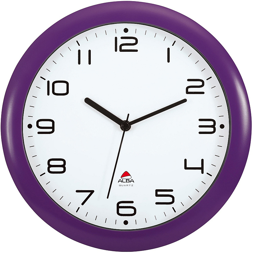 Alba Wall Clock Analog - Quartz - White Main Dial - Purple Case - Classic Style - 1 Each (HORNEWP)