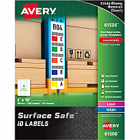 Avery&reg; Surface Safe ID Label 2" Width x 10" Length - Removable Adhesive - Rectangle - Laser, Inkjet - White - Film - Water Resistant - 4 / Sheet - 50 Total Sheets - 200 Total Label(s) - 200 / Pack (61506)