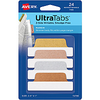 Avery&reg; UltraTabs Repositionable Margin Tabs 24 Tab(s) - 1" Tab Height x 2.50" Tab Width - Clear Film, Gold Paper, Rose Gold, Copper Tab(s) - 24 / Pack (74786)