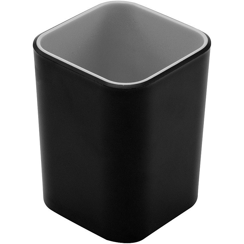 Advantus Fusion Pencil Cup 4" Height x 2.8" Width x 2.8" Depth - Polystyrene - Black, Gray - Sturdy - 1 Each (37680)